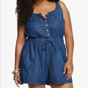 Torrid Chambray Denim Romper 0X